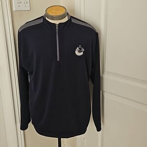NHL Men's Hockey Vancouver Canucks Logo Long Sleeves Polo XL Navy Blue
